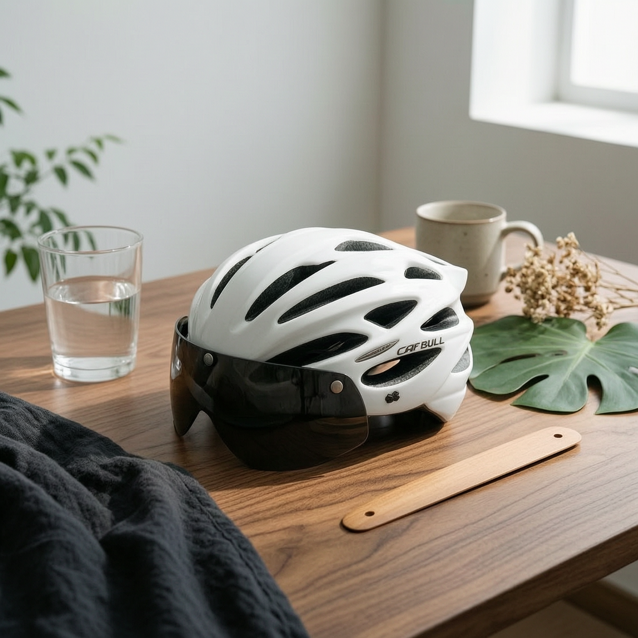 Commute Cycling Helmet - หมวกกันน็อคจักรยานพร้อมไฟท้าย หมวกกันน็อคทรงเพรียวบางพร้อมกระบังหน้า มีไฟ น้ำหนักเบา สำหรับผู้เดินทาง ขี่จักรยานทางไกล