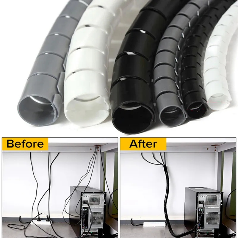 Cable Lock Flexible - 1/2M ยืดหยุ่น SPIRAL CABLE Organizer คลิปเก็บท่อสายไฟ