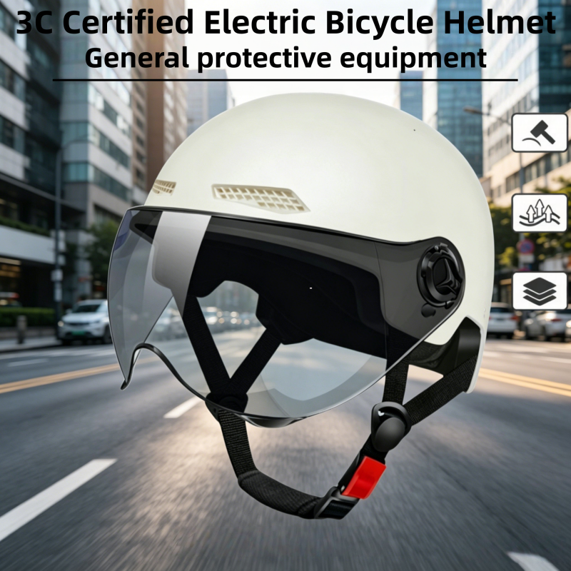 Commute Cycling Helmet - หมวกกันน็อคจักรยานไฟฟ้าที่ได้รับการรับรอง 3C สำหรับผู้ใหญ่ หมวกกันน็อคแบบครึ่งใบสำหรับมอเตอร์ไซค์และสกู๊ตเตอร์ อุปกรณ์ป้องกันสำหรับการปั่นจักรยาน การเดินทาง