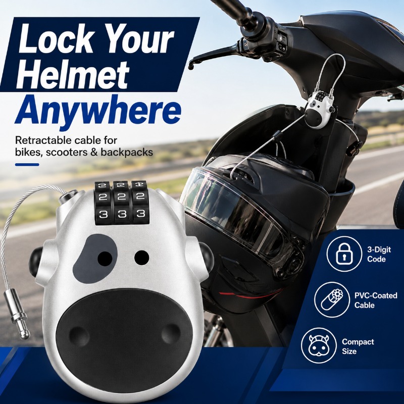 Cycling Commute Backpack - สายล็อคแบบยืดหดได้รุ่นมินิคาว คอมบิเนชั่น คेबल ล็อค สำหรับจักรยาน มอเตอร์ไซค์