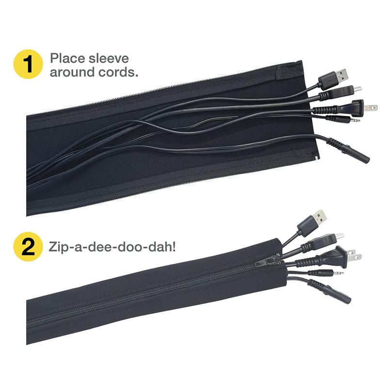 Cable Lock Flexible - ปลอกจัดระเบียบสายเคเบิลแบบยืดหยุ่น 1/2/4 ชิ้น พร้อมซิป ปลอกหุ้มสายเคเบิลอเนกประสงค์ สำหรับใช้ในบ้าน