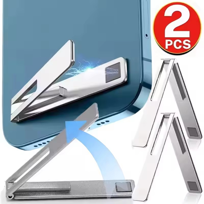 Kickstand Adjustable - ที่วางโทรศัพท์มือถือแม่เหล็กแบบบางพิเศษมองไม่เห็น ขาตั้งโทรศัพท์มือถือแบบพับได้ วัสดุโลหะผสม ขาตั้งแท็บเล็ตตั้งโต๊ะ