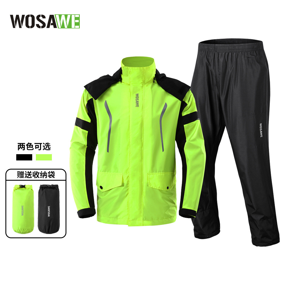 Cycling Commute In Rain - WOSAWE ชุดกันฝนสำหรับปั่นจักรยานผู้ชายเสื้อกันฝนสำหรับปั่นจักรยานกันน้ำเสื้อแจ็คเก็ตกางเกงสะท้อนแสง MTB จักรยานเสือหมอบอุปกรณ์ขี่จักรยานกลางแจ้ง