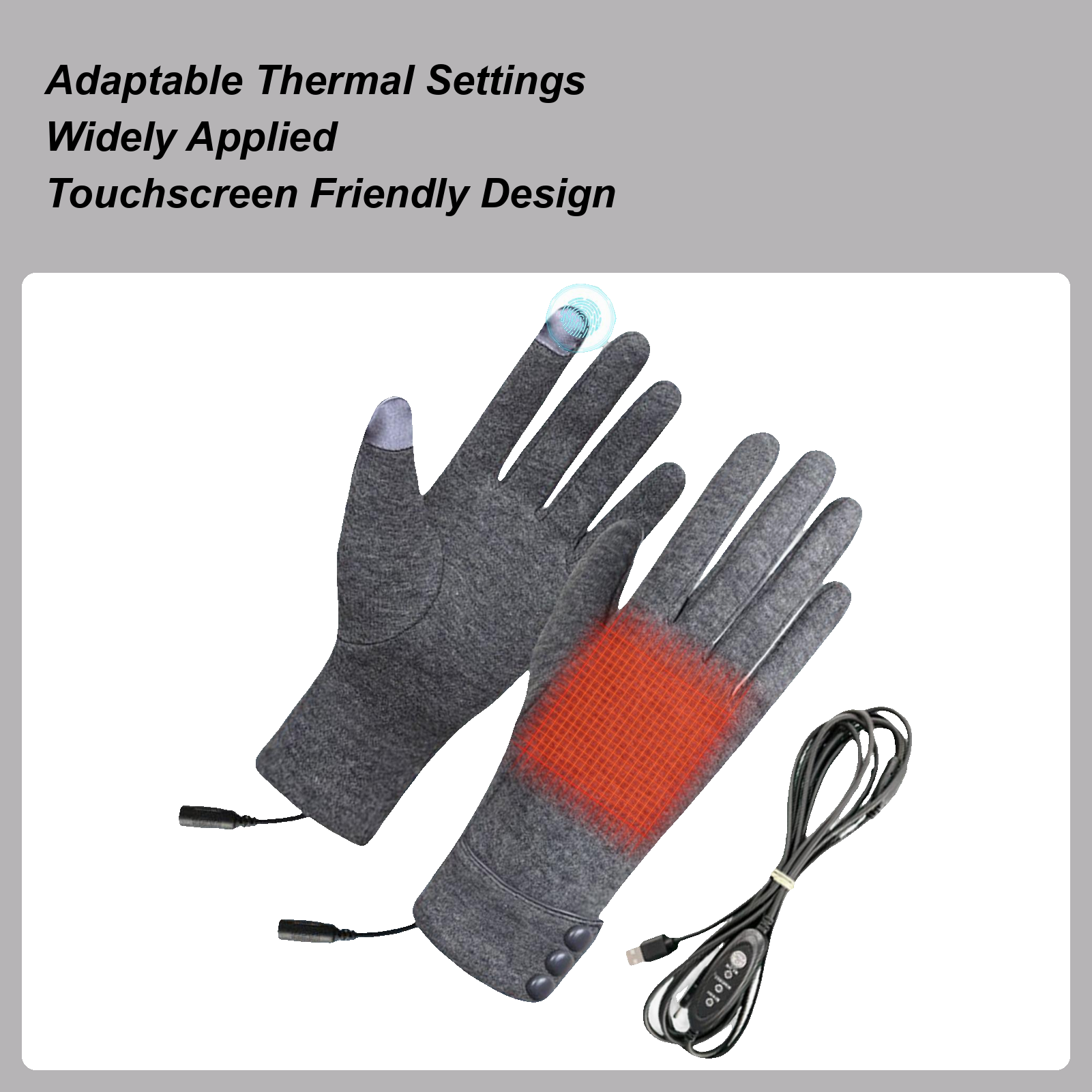 Winter Cycling Commute - ถุงมืออุ่นร้อน 3 ระดับ แบบ USB ป้องกันลม