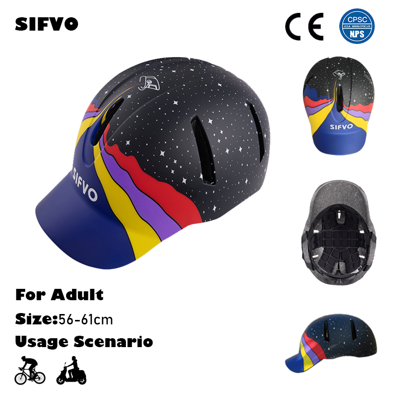 Commute Cycling Helmet - SIFVO ผู้ใหญ่สไตล์หมวกกันน็อคจักรยานผู้ชายและผู้หญิงหมวกกันน็อคสําหรับขี่จักรยานถนนเมืองเดินทางสกูตเตอร์ย้อนยุคหมวกเบสบอลหมวกกันน็อค