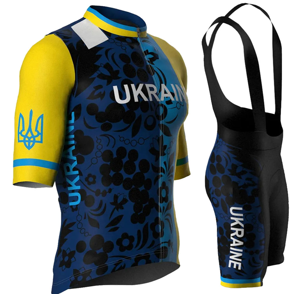 Cycling Commuter Clothing - ชุดเสื้อจักรยานทีมชาติยูเครน 2026 ชุดเสื้อผ้าปั่นจักรยานฤดูร้อน ชุดเสื้อจักรยานเสือหมอบ กางเกงปั่นจักรยานแบบมีสายรัดเอว ชุดเสื้อจักรยานเสือภูเขา
