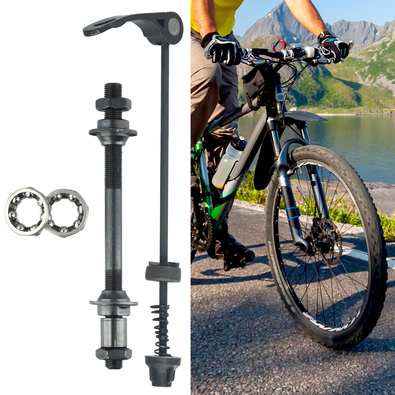 Dynamo Hub Front - ชุดแกนล้อจักรยานเสือภูเขา 1 ชุด พร้อมแกนปลดเร็วหน้า-หลัง ขนาด 25