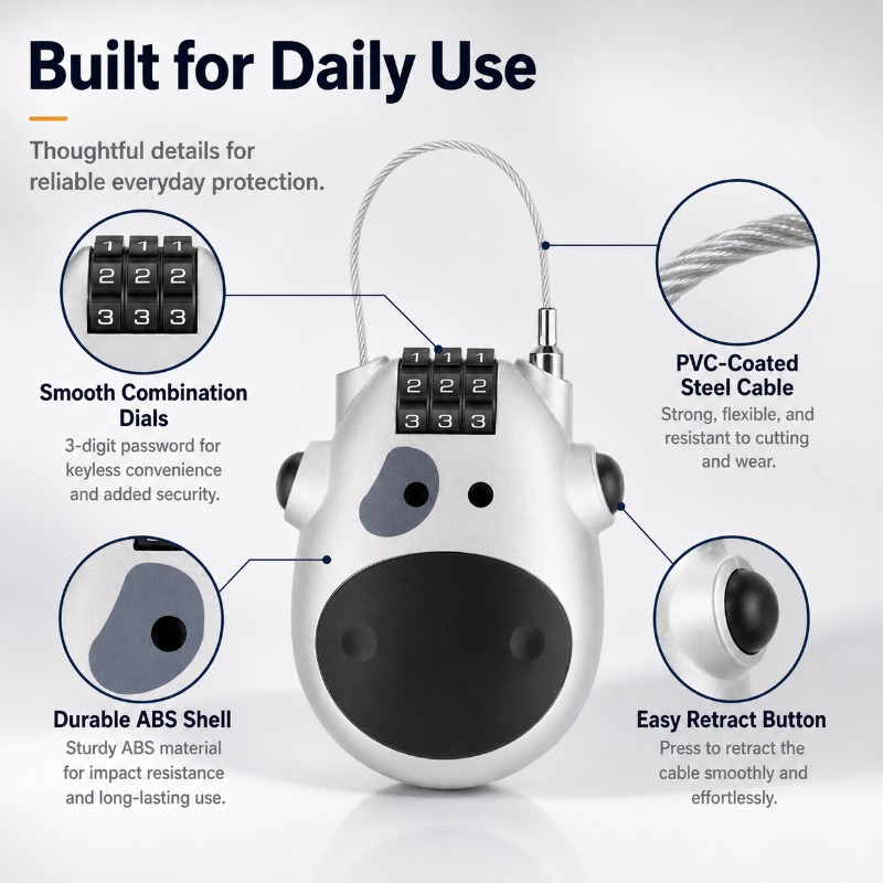 สายล็อคแบบยืดหดได้รุ่นมินิคาว  - Cycling Commute Backpack บทวิจารณ์และราคา