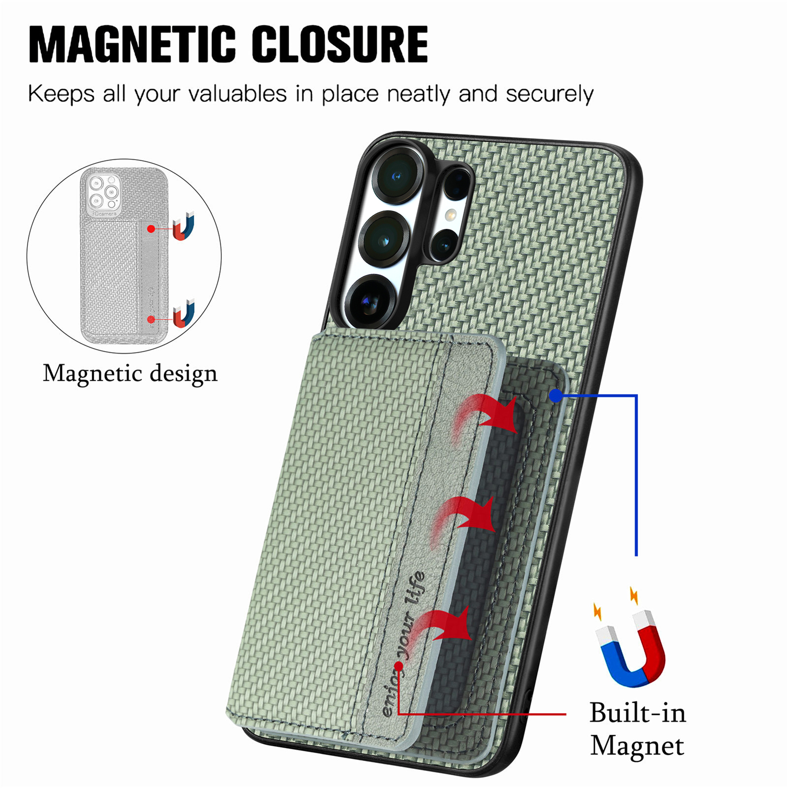 เคสโทรศัพท์แบบกระเป๋าใส่บัตรแม - Kickstand Adjustable บทวิจารณ์และราคา