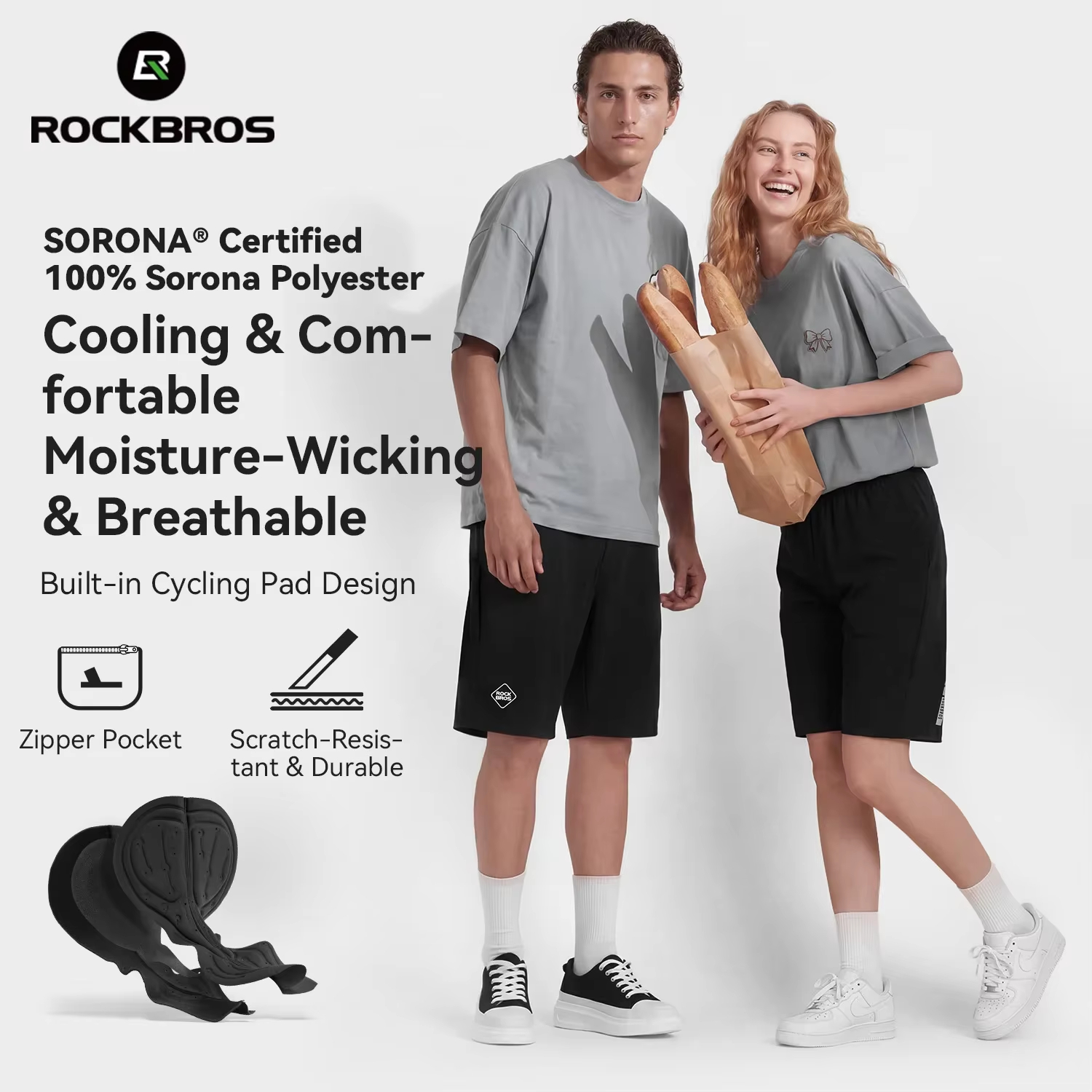 กางเกงขาสั้นปั่นจักรยาน ROCKBR - Cycling Shorts For Commute บทวิจารณ์และราคา